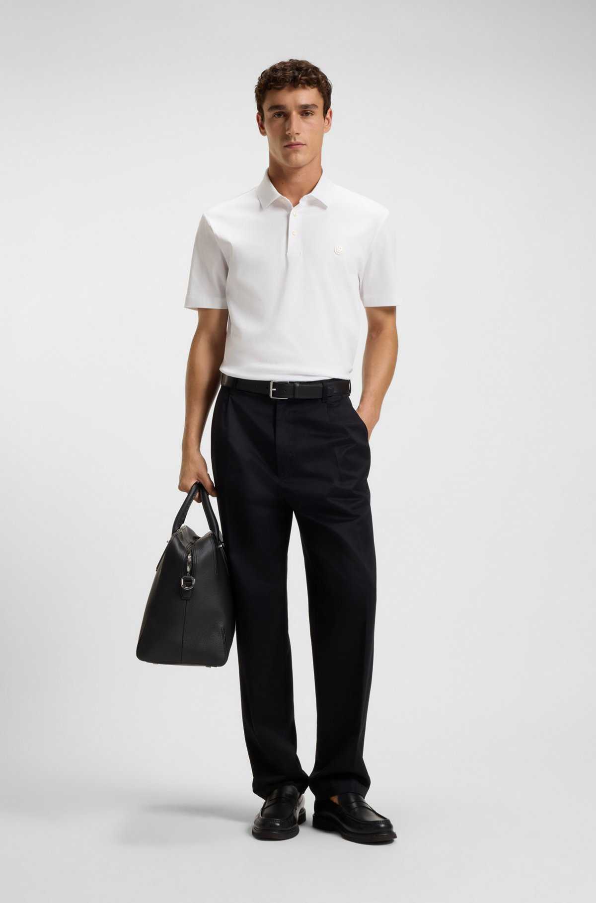 MERCERIZED-COTTON POLO SHIRT WITH DOUBLE MONOGRAM - 4