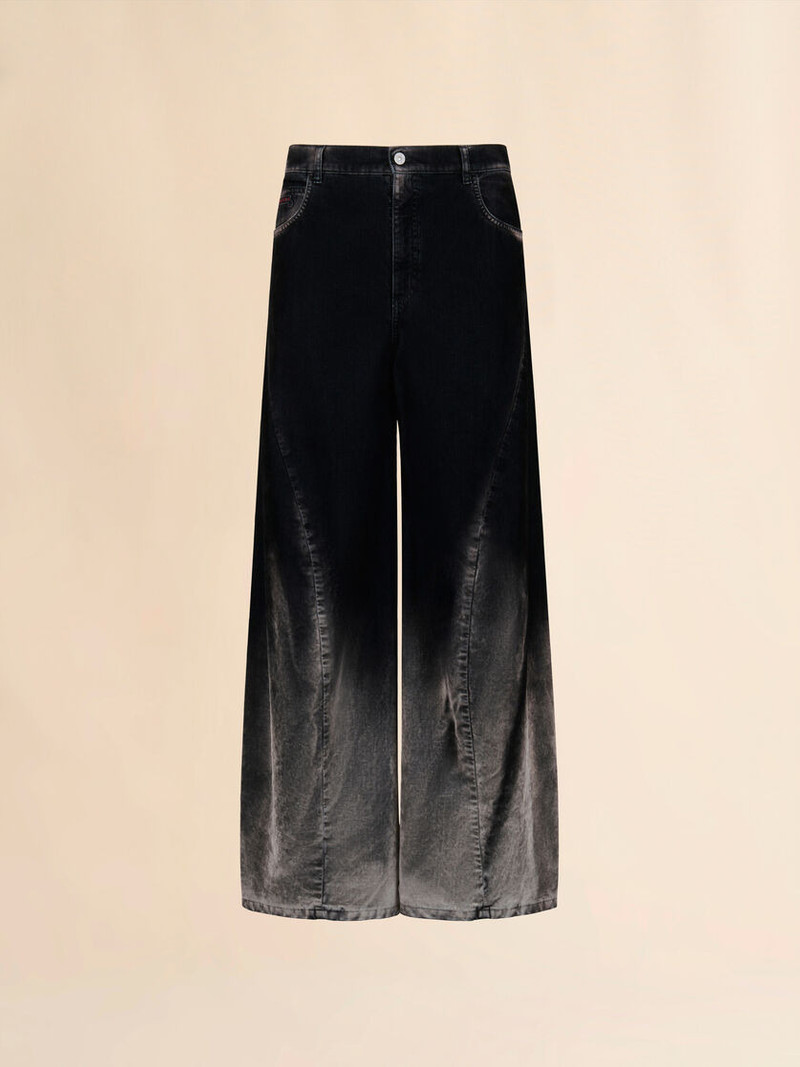 BLACK FLOCKED DENIM TWISTED JEANS 1