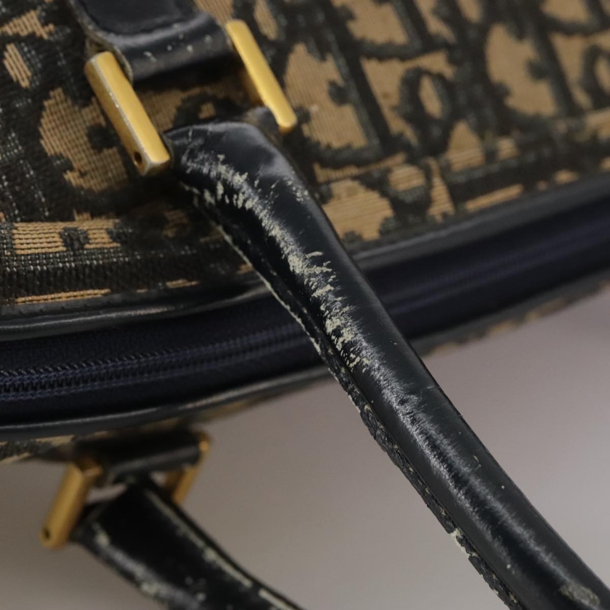 DIOR Trotter Canvas Hand Bag Navy Gold - 8