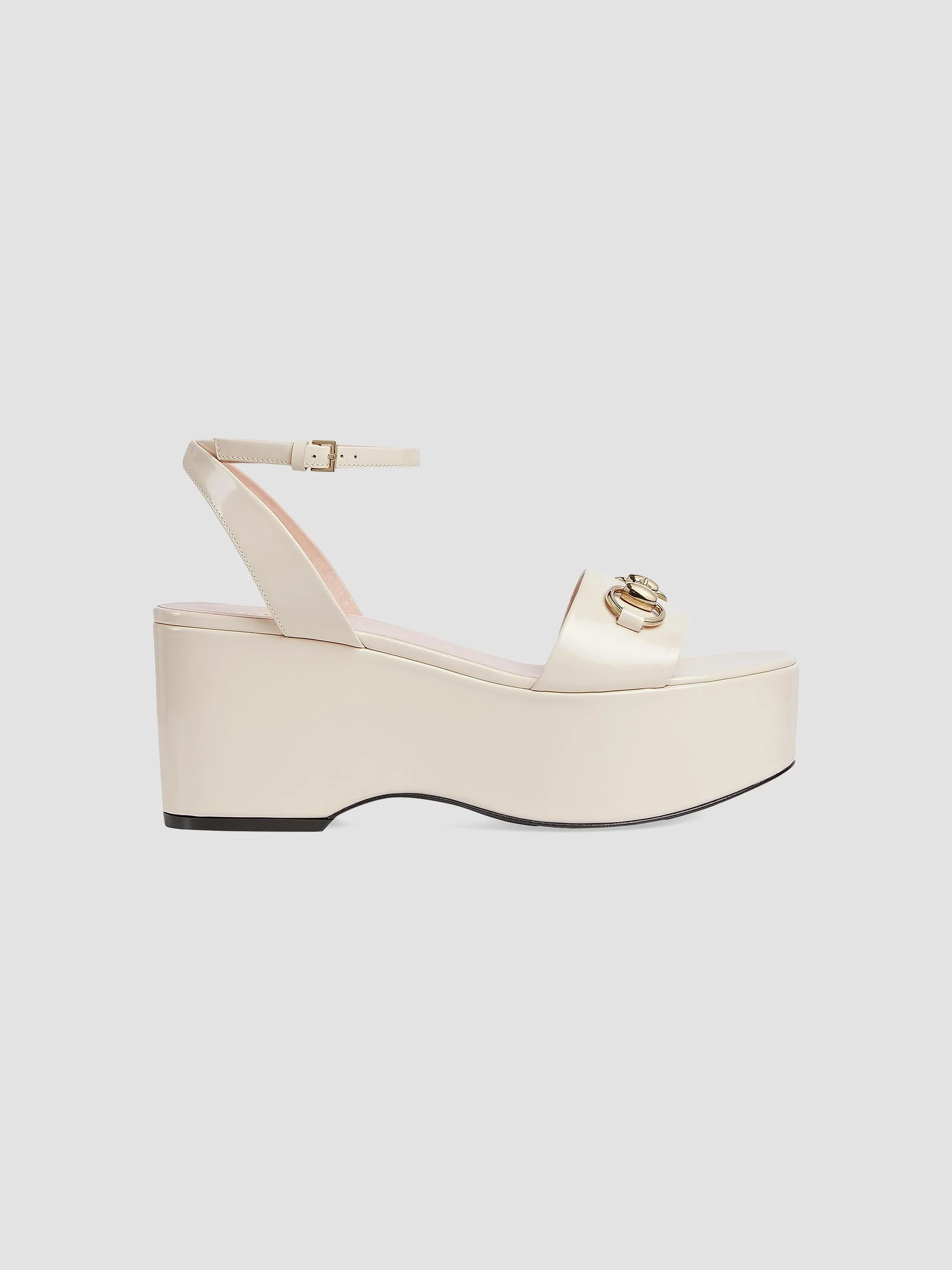 Women's Lady Horsebit 75MM Leather Platform Sandals - New Ivoire - 1