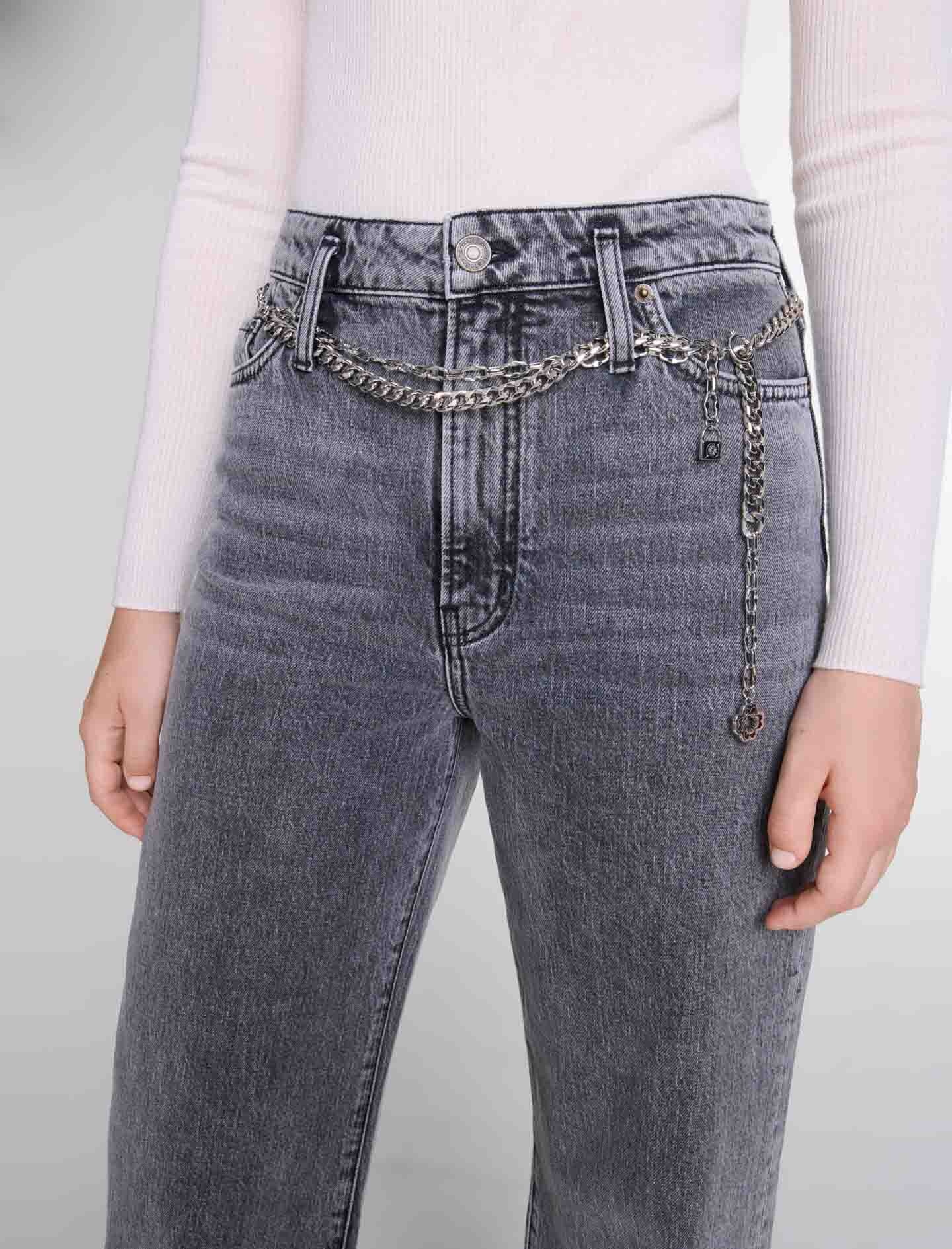 Wide-leg jeans with chain-link belt - 6