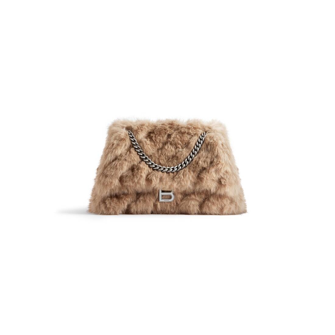Women's Crush Medium Chain Bag Fake Fur in Beige - 5