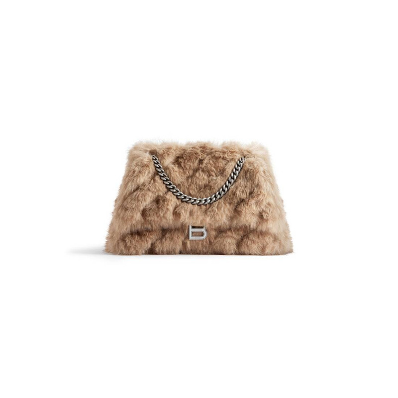Women's Crush Medium Chain Bag Fake Fur in Beige 5