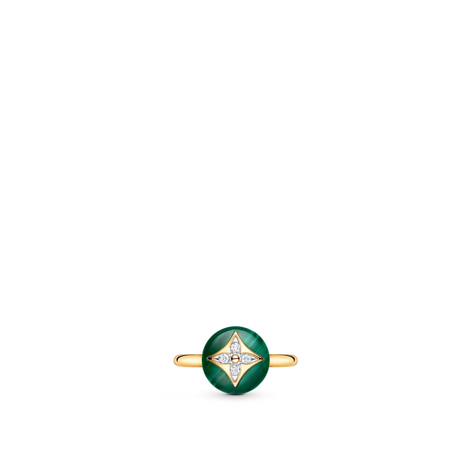 B Blossom Ring, Yellow Gold, White Gold, Malachite And Diamonds - 2