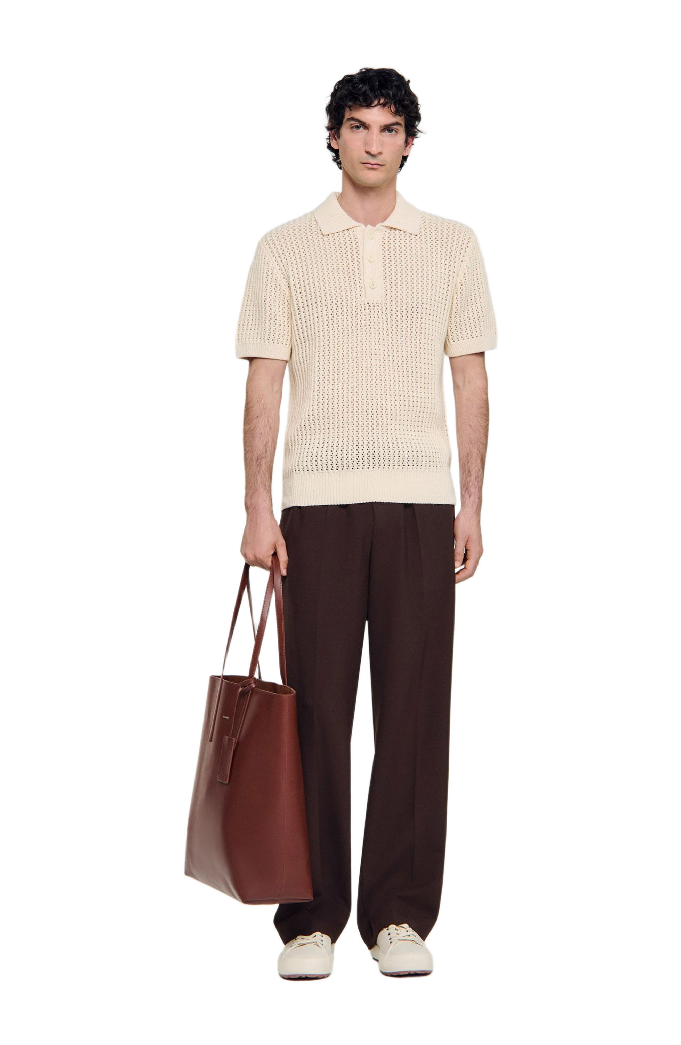 SANDRO Cotton polo shirt with polo collar in Butter Cream at Nordstrom - 6