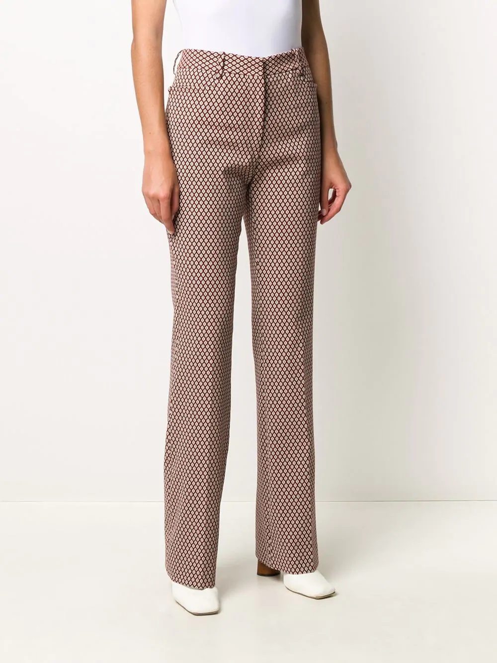 geometric pattern flared trousers - 3