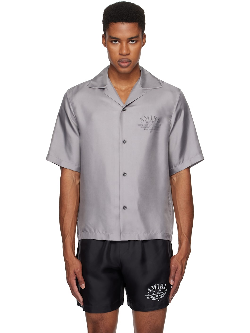 Gray 'Arts District' Bowling Shirt - 1