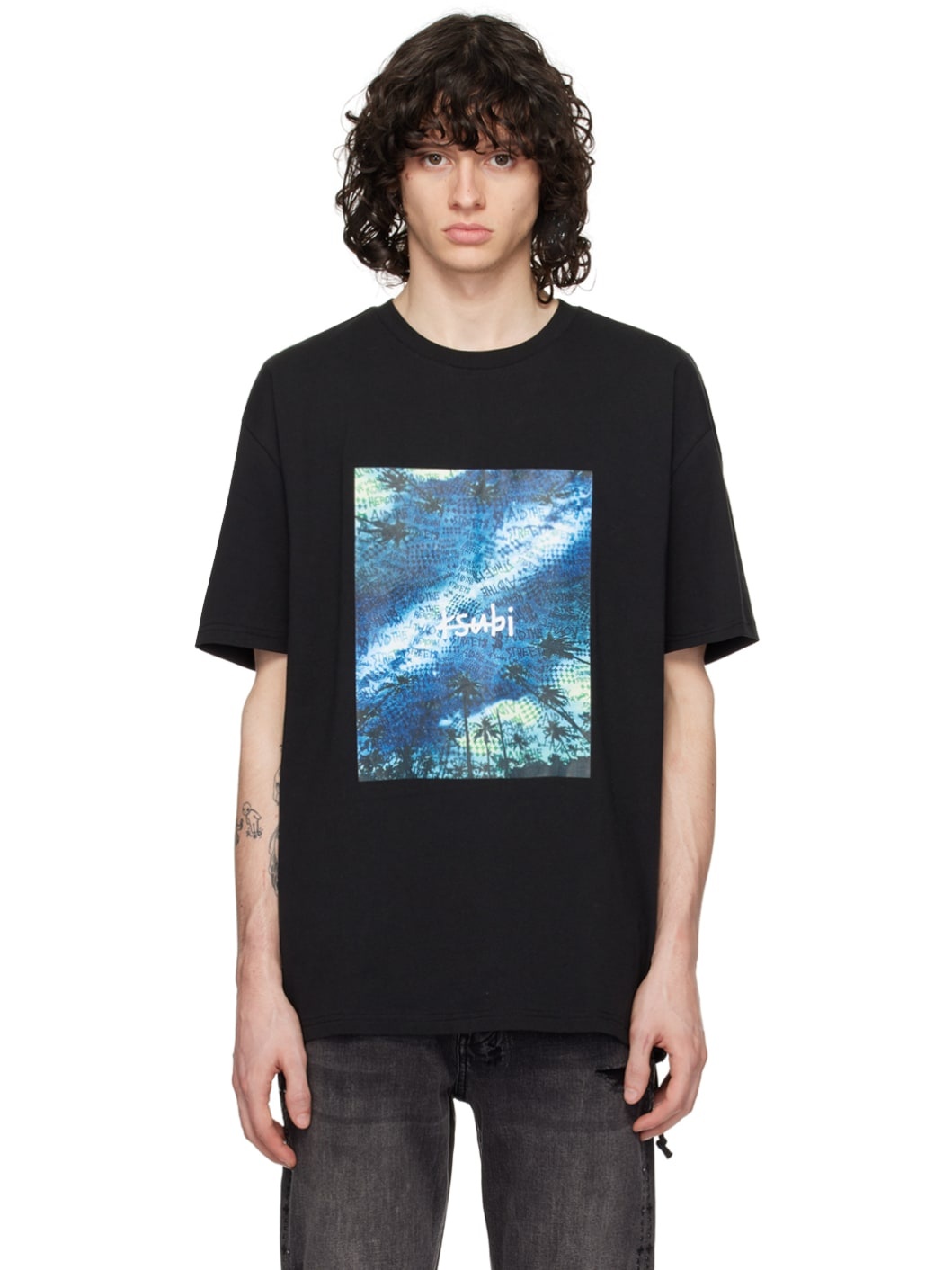 Black Space Palm Biggie T-Shirt - 1