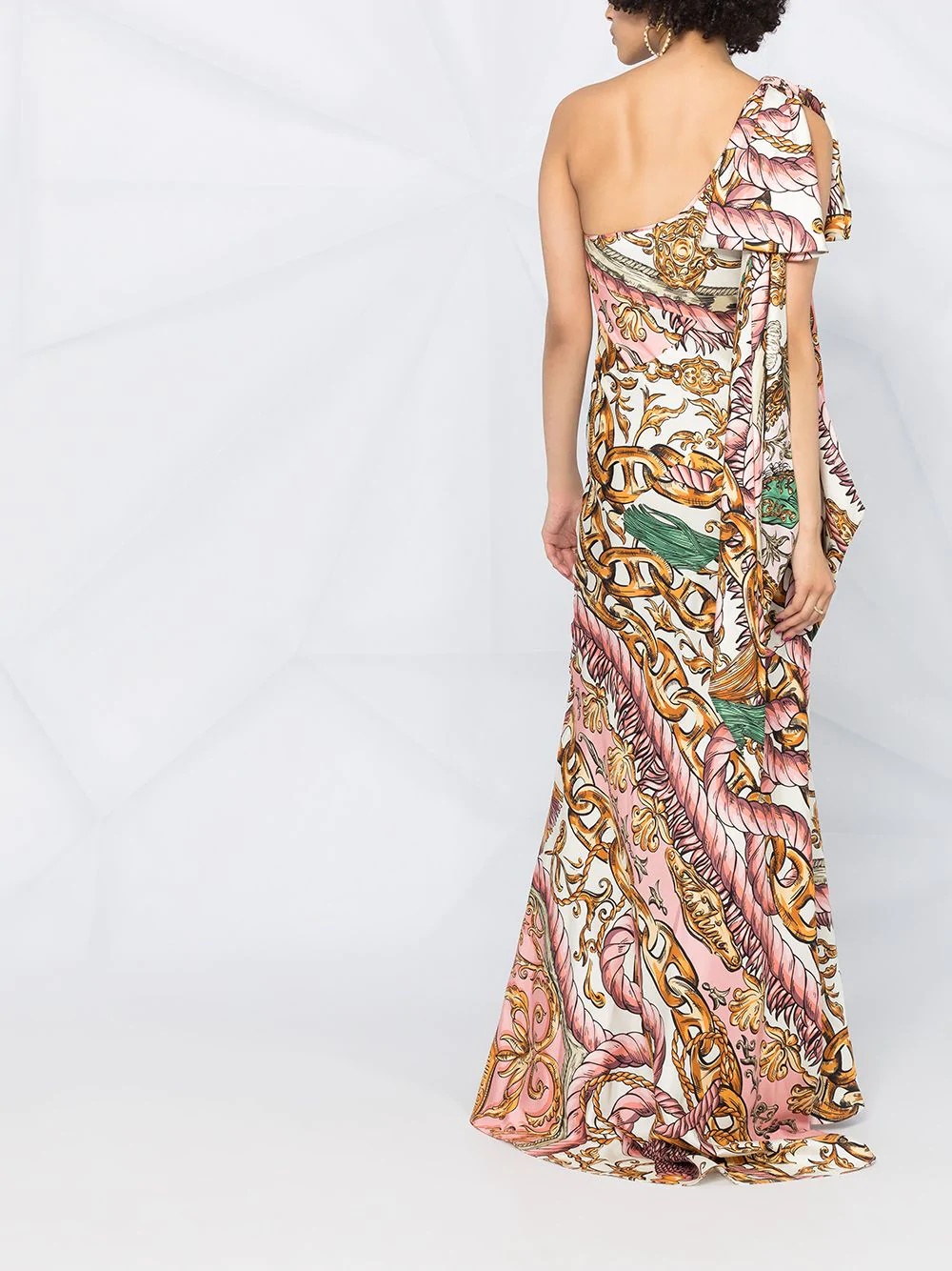 baroque-print one-shoulder dress - 4