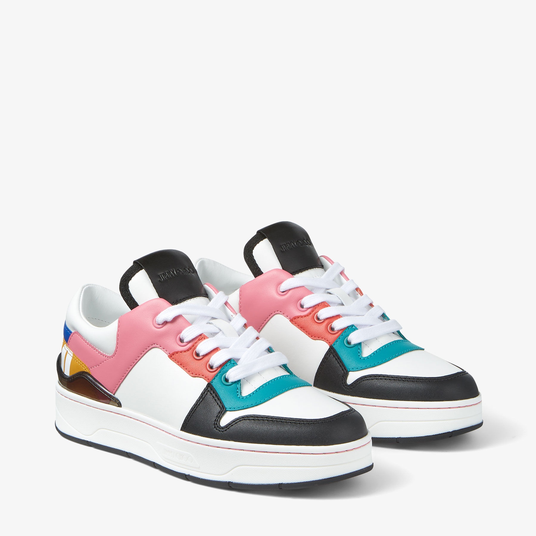Florent/F
White and Peacock Mix Leather Trainers - 2