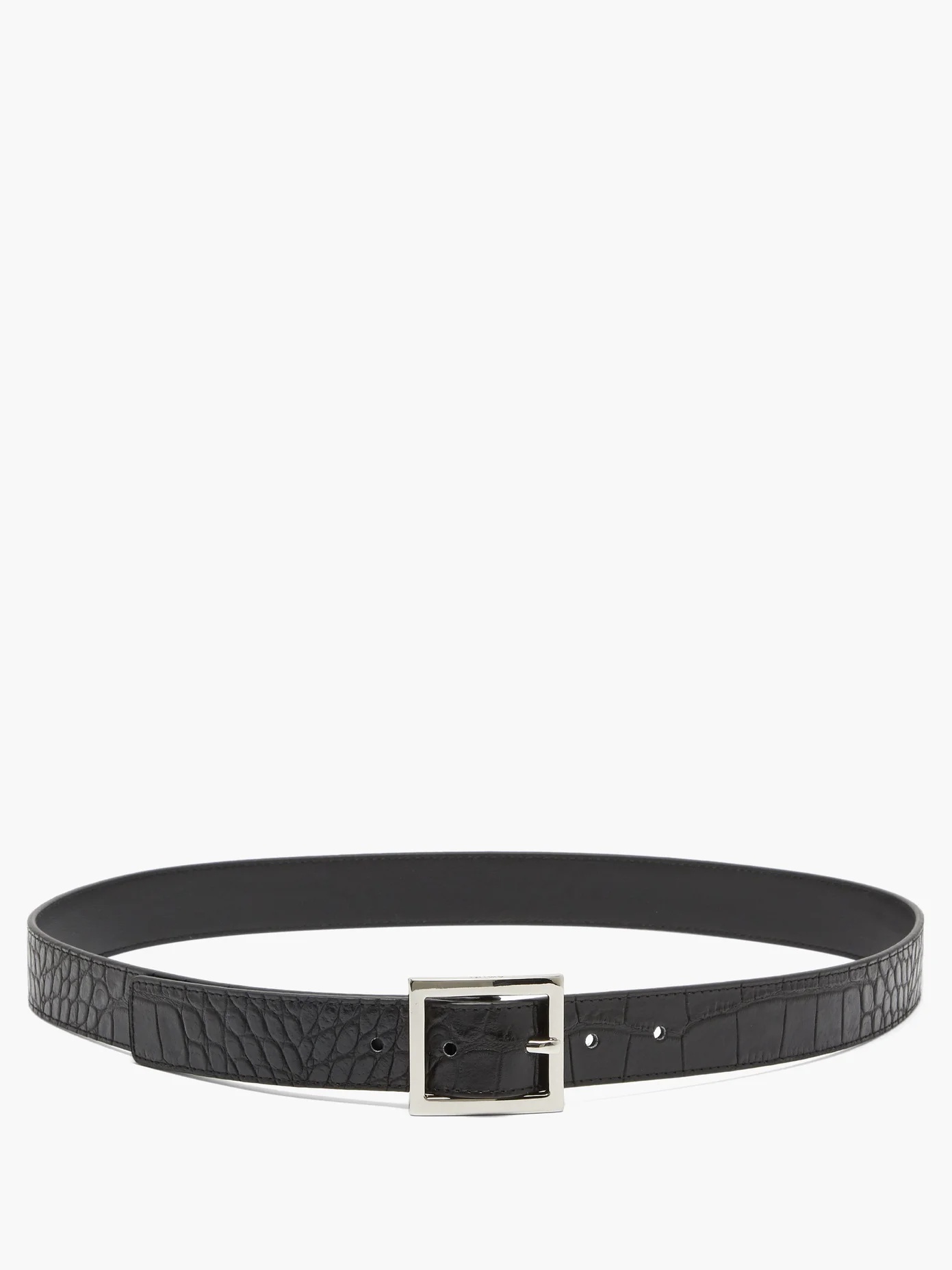 Crocodile-embossed leather belt - 3