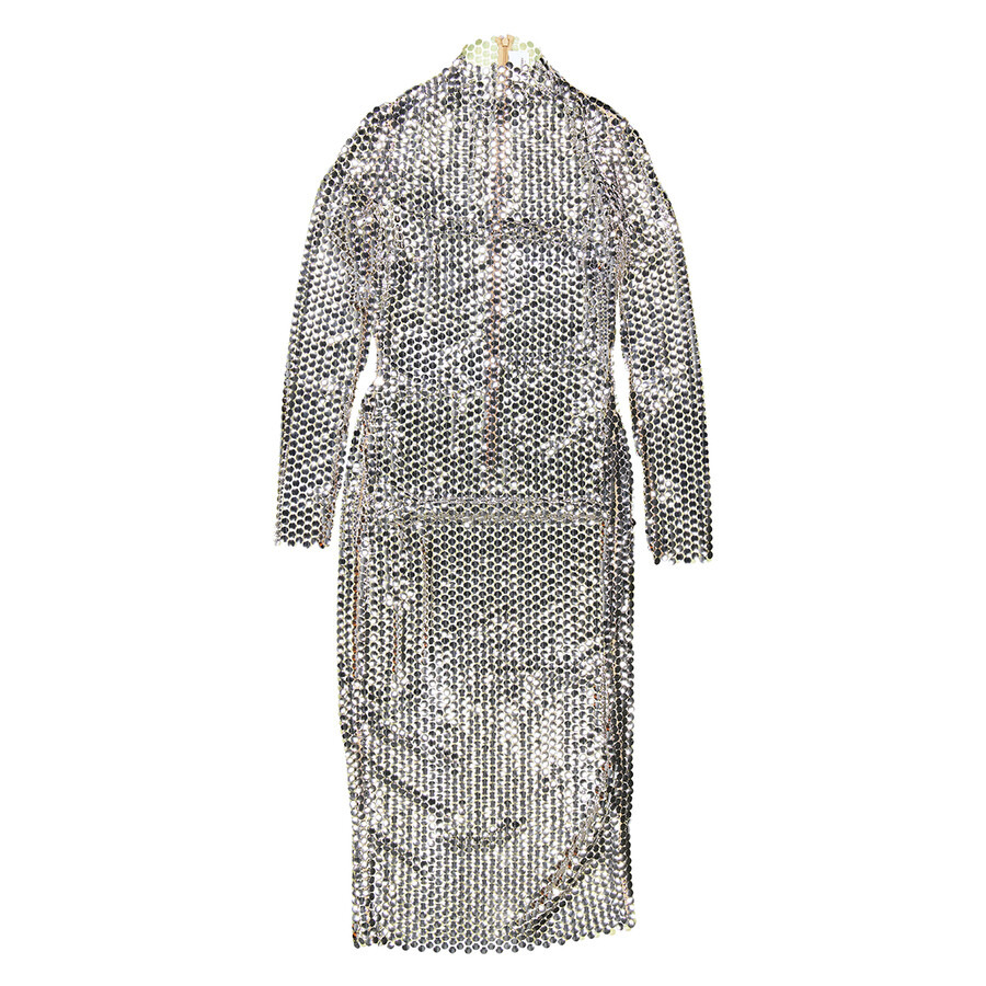 Burberry Silver Thalia Metallic Paillette-Embellished Mesh Dress - 5