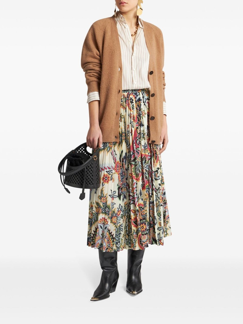 Etro paisley-print pleated midi shirt outlook
