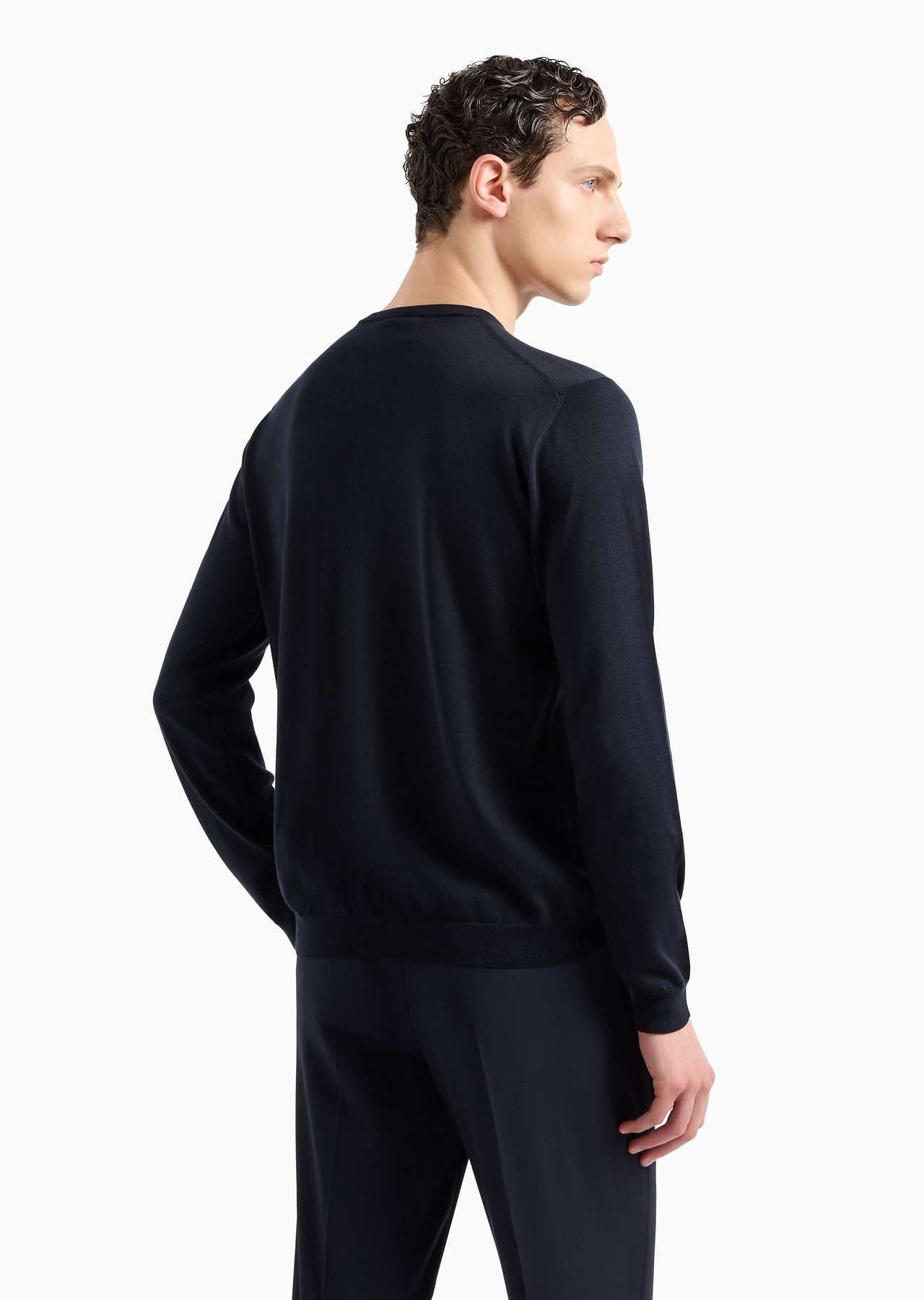 Long-sleeved, crew-neck jumper in silk and cotton - 3