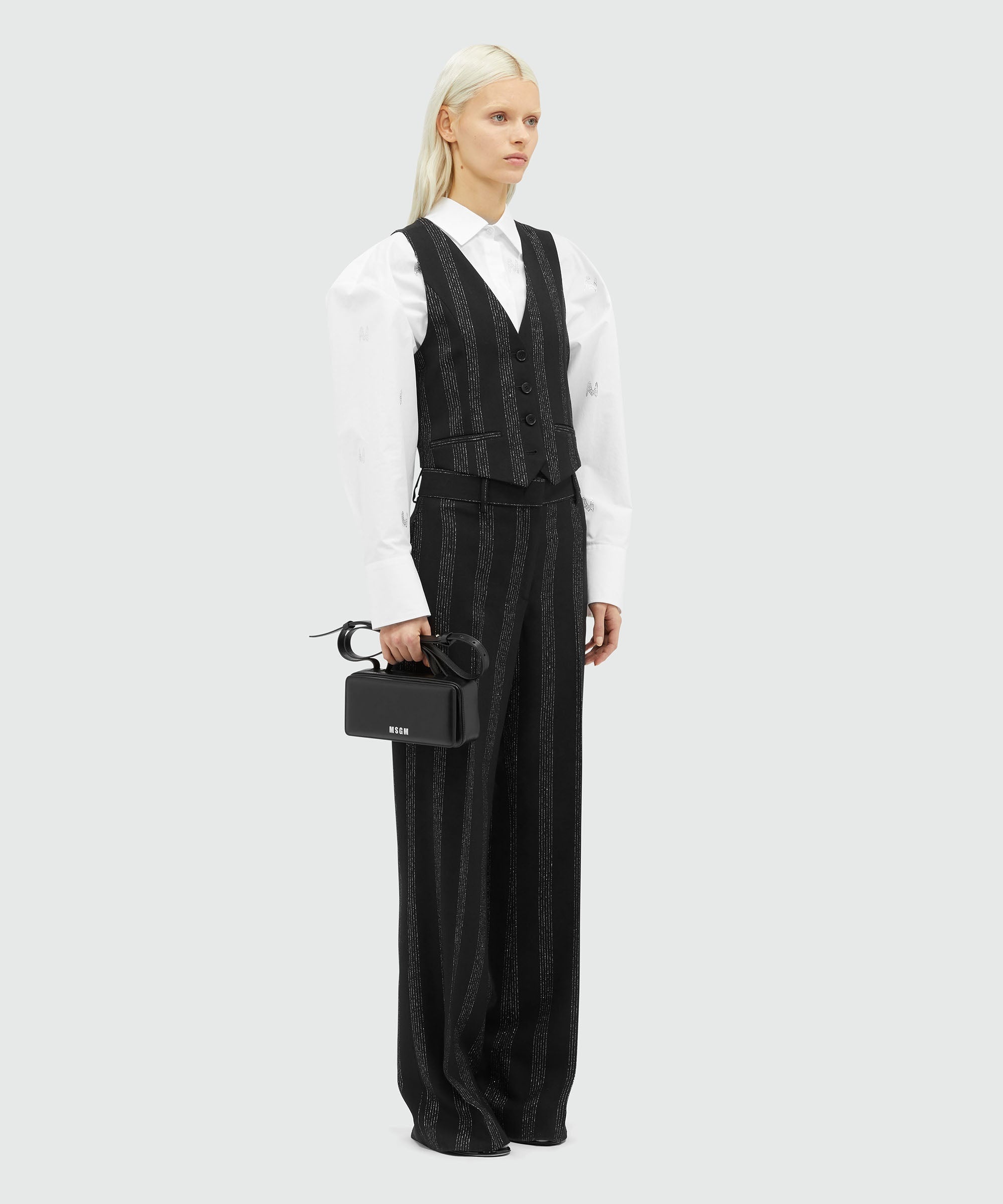 Wool lurex pinstripe vest - 4