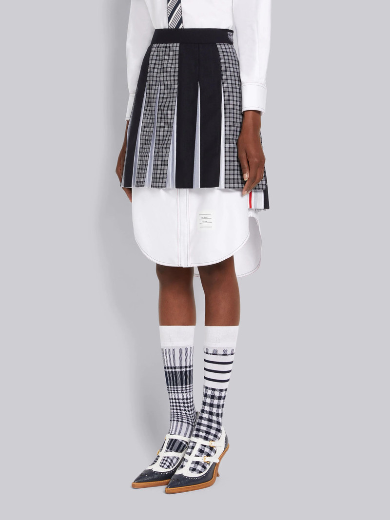 Navy Fun-Mix Micro 4-Bar Check and 2-ply Fresco Dropped Back Mini Skirt 2