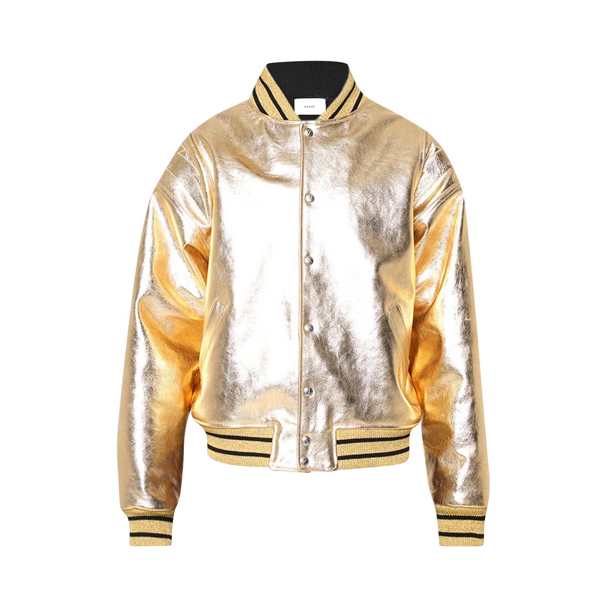 Rhude Metalic Leather Bomber Jacket 'Gold' - 1