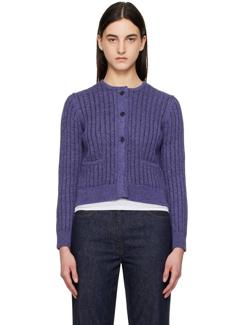 Purple Cropped Buttoned Cardigan 1