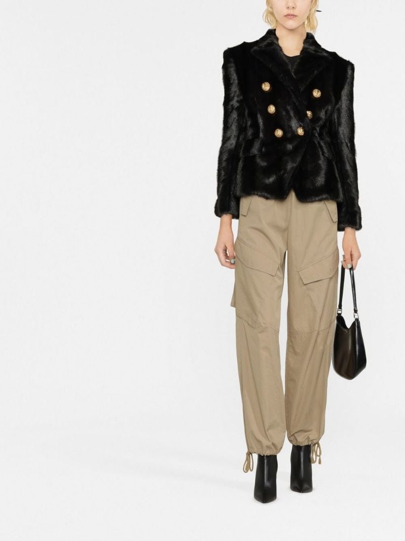 faux-fur double breasted jacket - 2