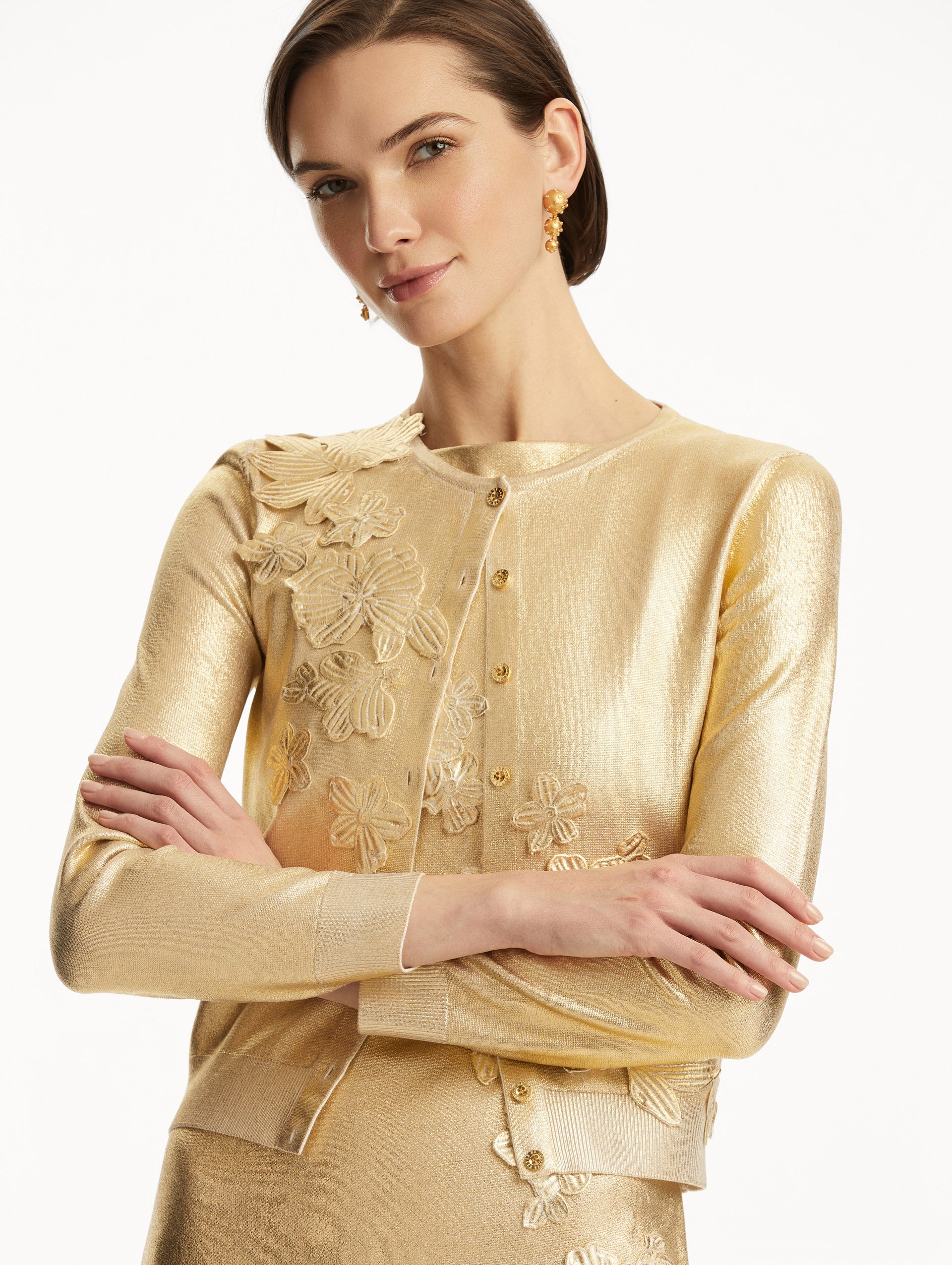 GOLD FOIL CHERRY BLOSSOM CARDIGAN - 6