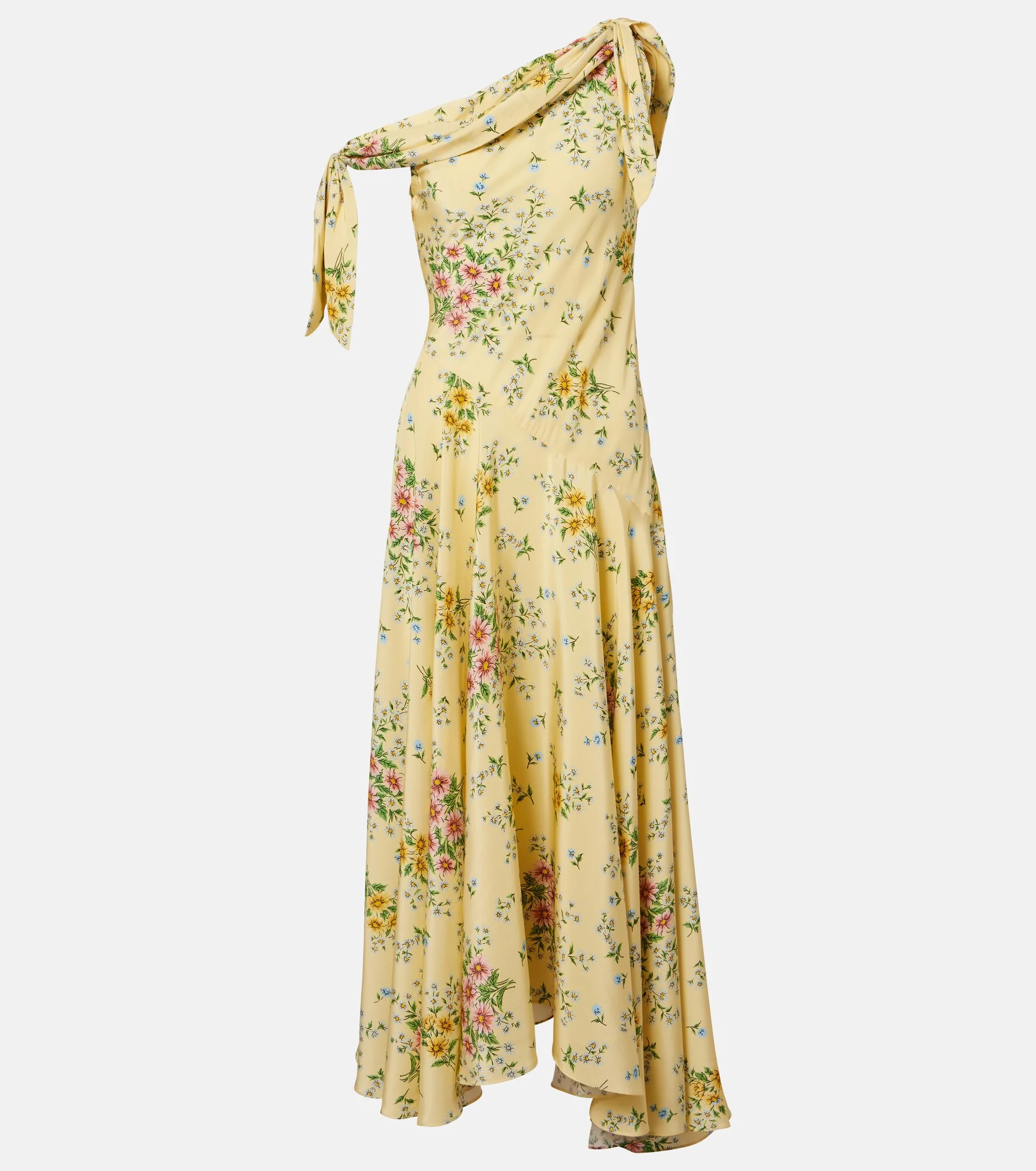 Asymmetric floral silk midi dress - 1