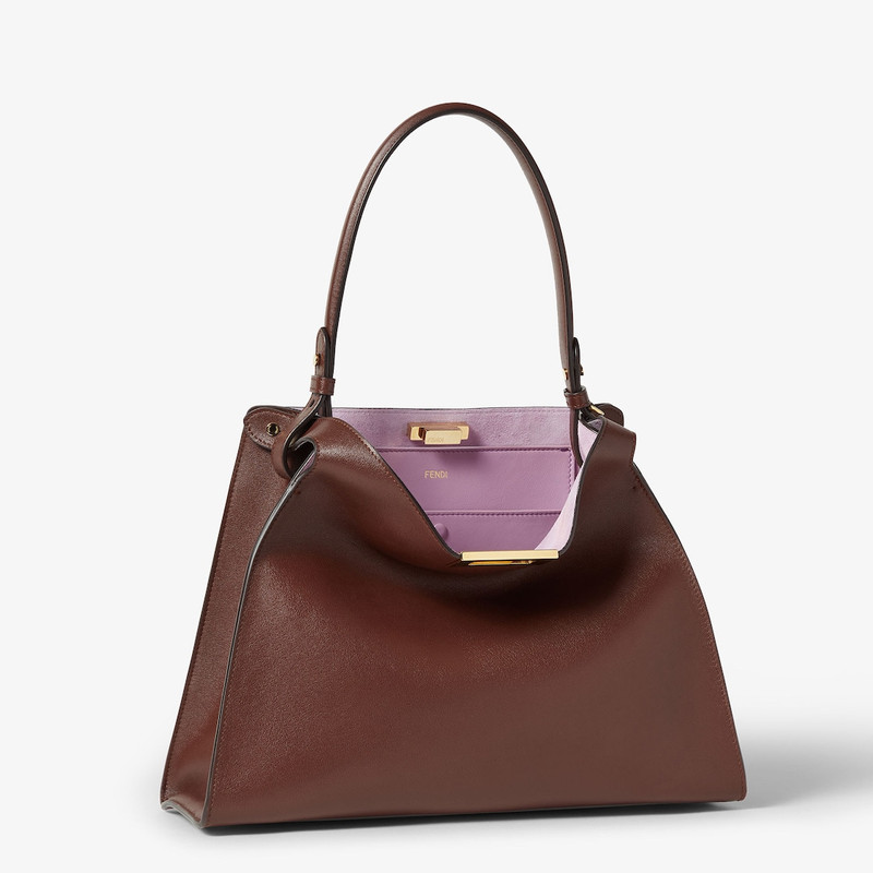 Fendi Way Medium Dark brown leather and violet suede bag 4