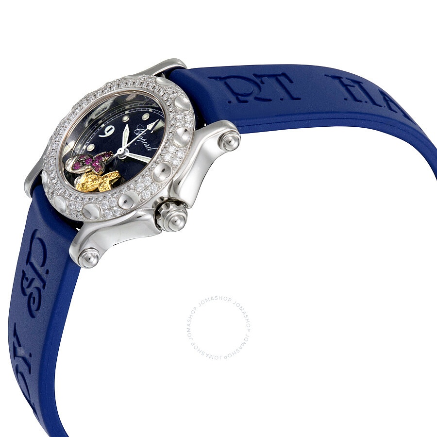 Chopard Happy Fish Blue Dial Blue Leather Ladies Watch 278924-2001 - 2