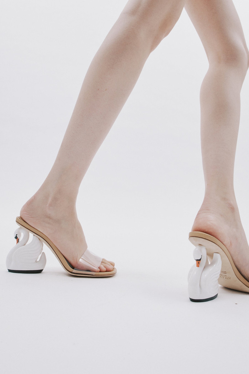 FAYE SHOES WITH SWAN HEEL TRANSPARENT WHITE 3
