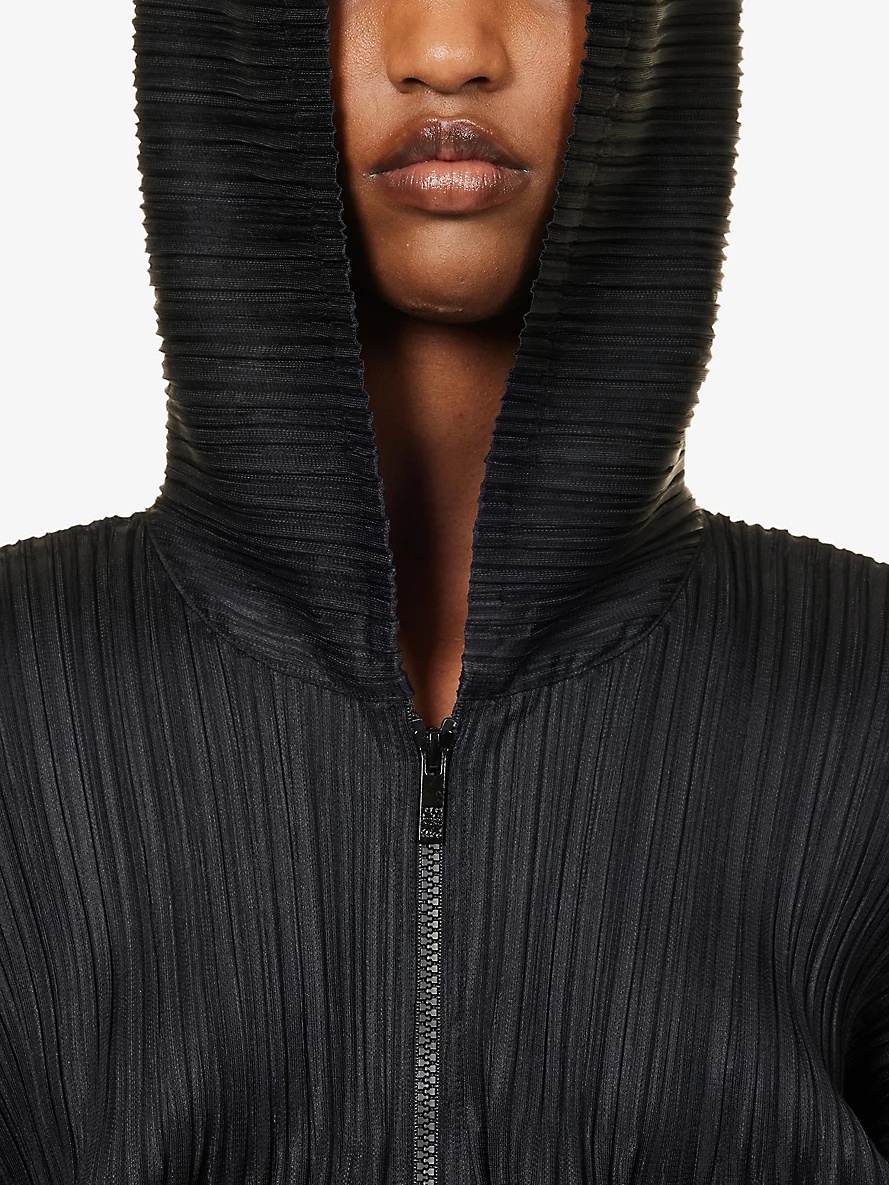 Pleated regular-fit knitted hoody - 5