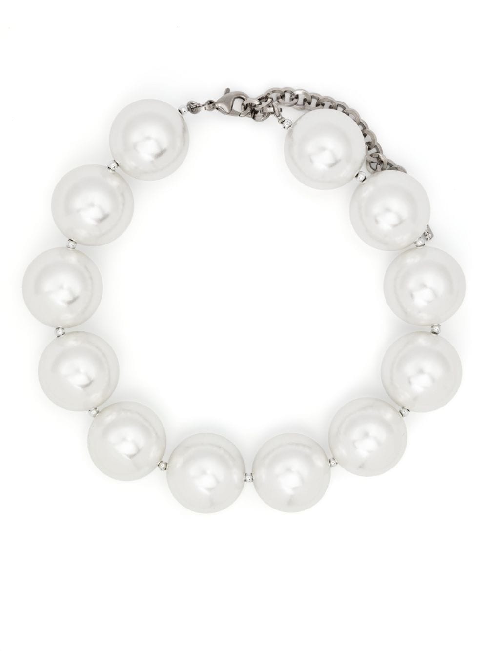 faux-pearl chain-link necklace - 1