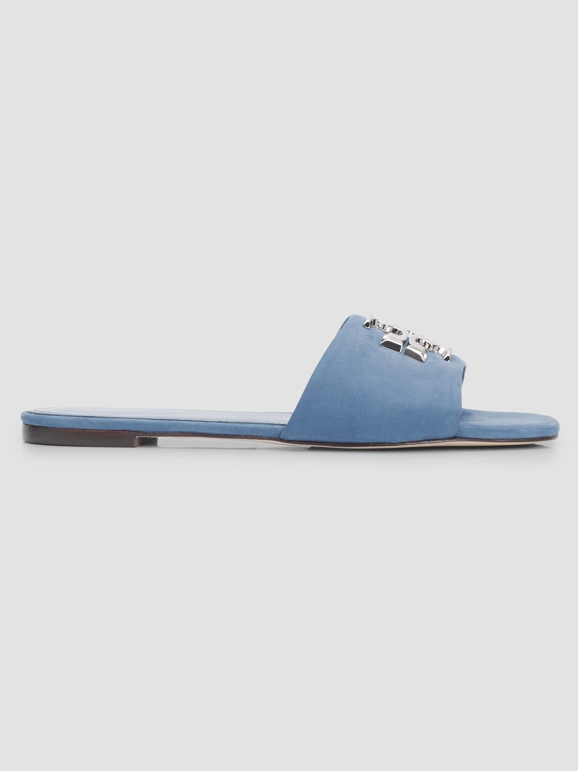 Women's Eleanor Logo Suede Slide Sandals - Milky Blue Silver - 1