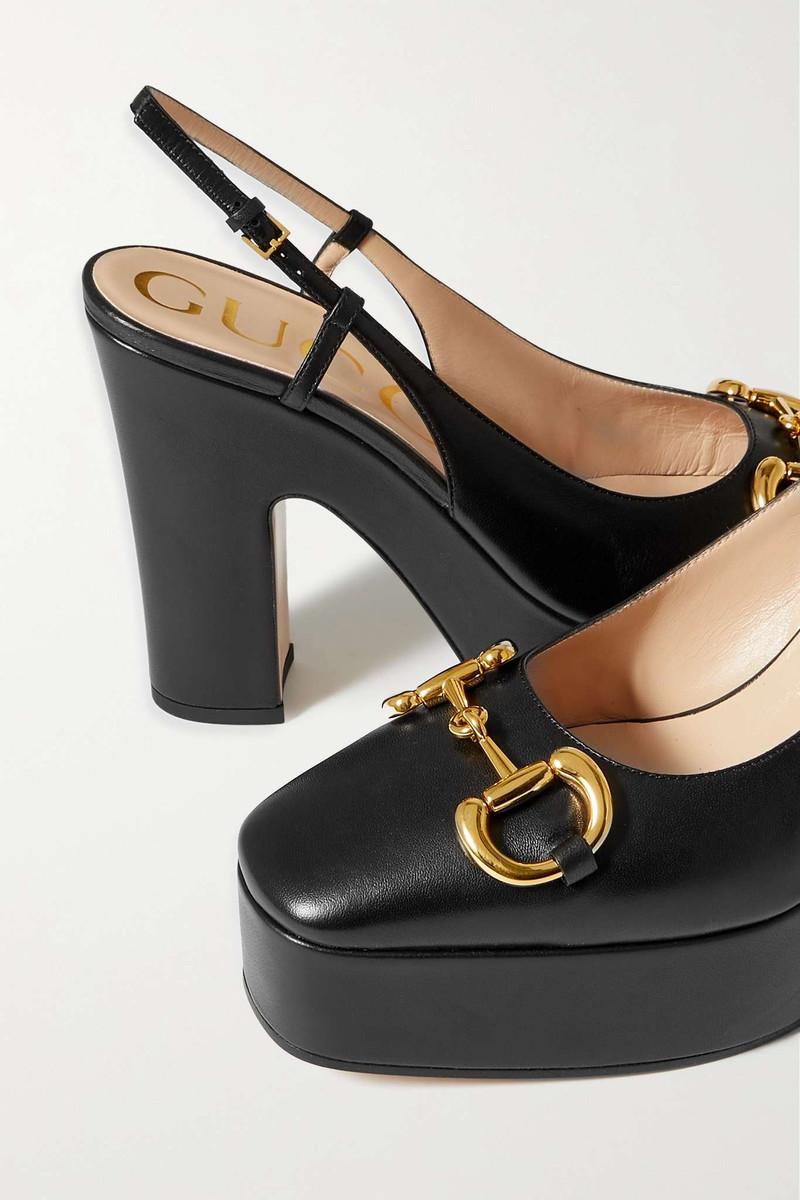 Baby horsebit-detailed leather slingback pumps 4