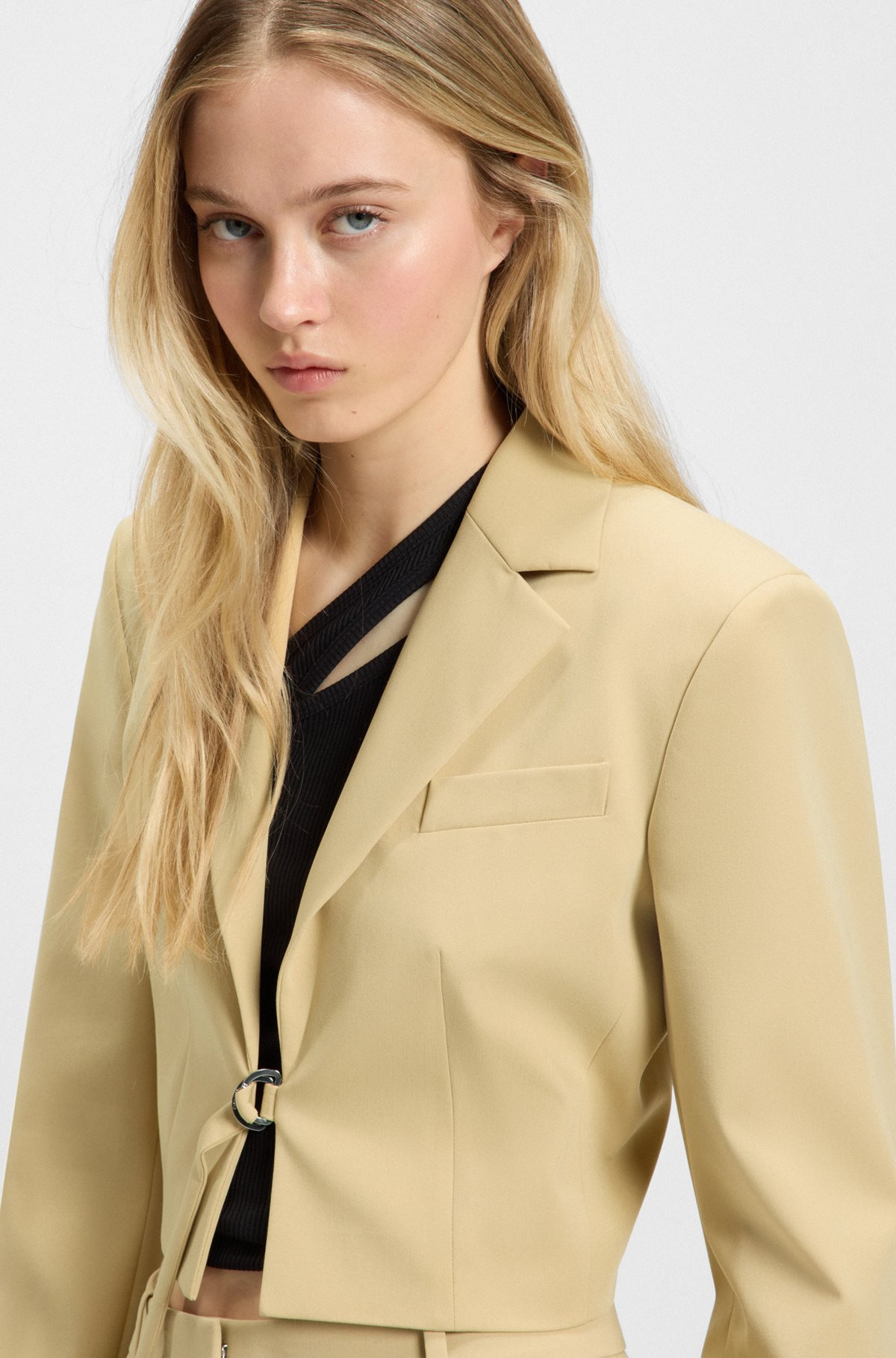 CROPPED REGULAR-FIT BLAZER WITH BELT CLOSURE - 5