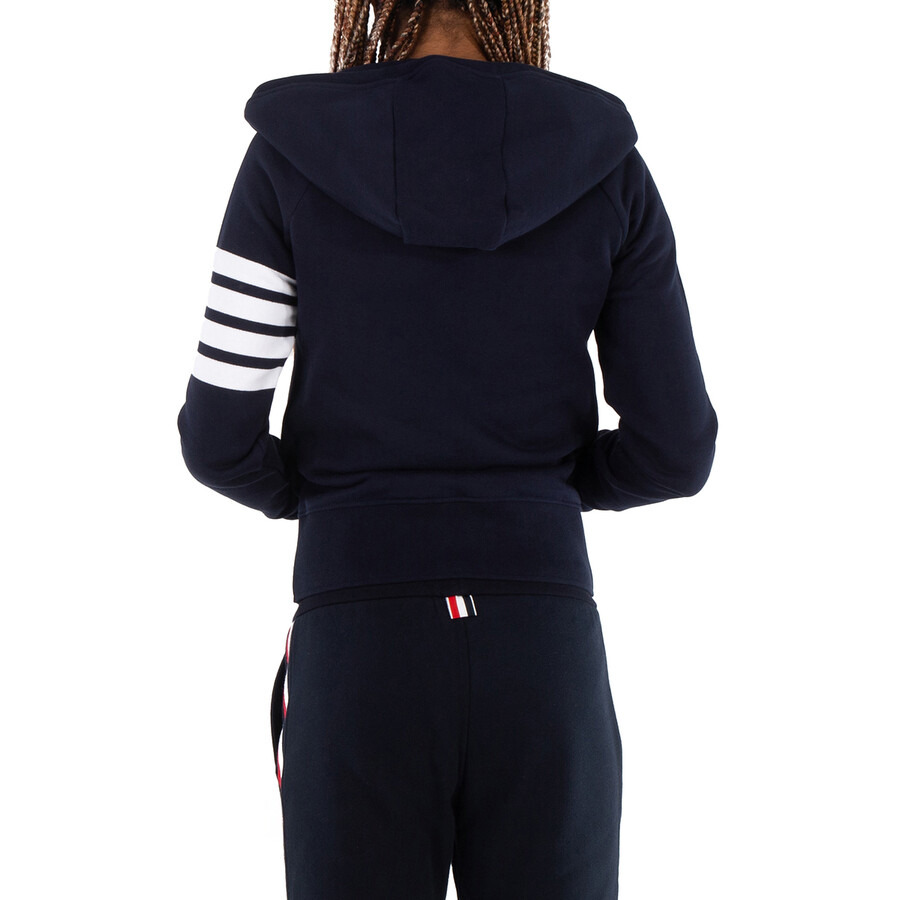 Thom Browne Navy 4-Bar Loopback Full Zip Hoodie - 3