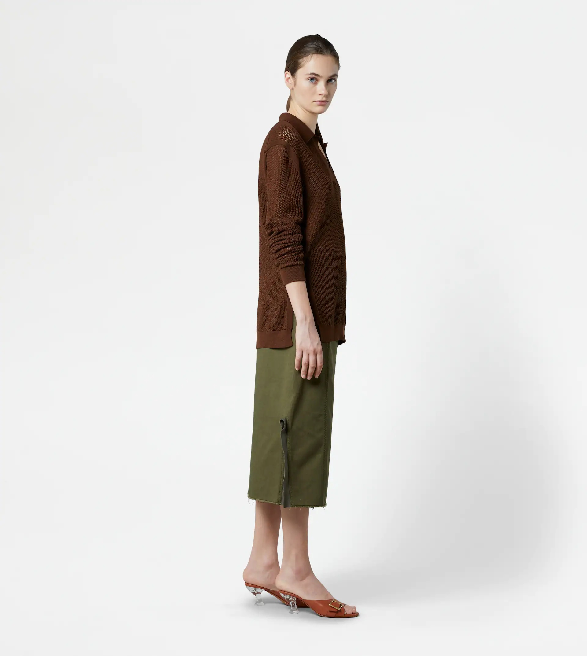 KNITTED POLO SHIRT - BROWN - 4