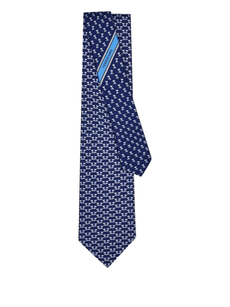 FERRAGAMO terrier print silk tie outlook