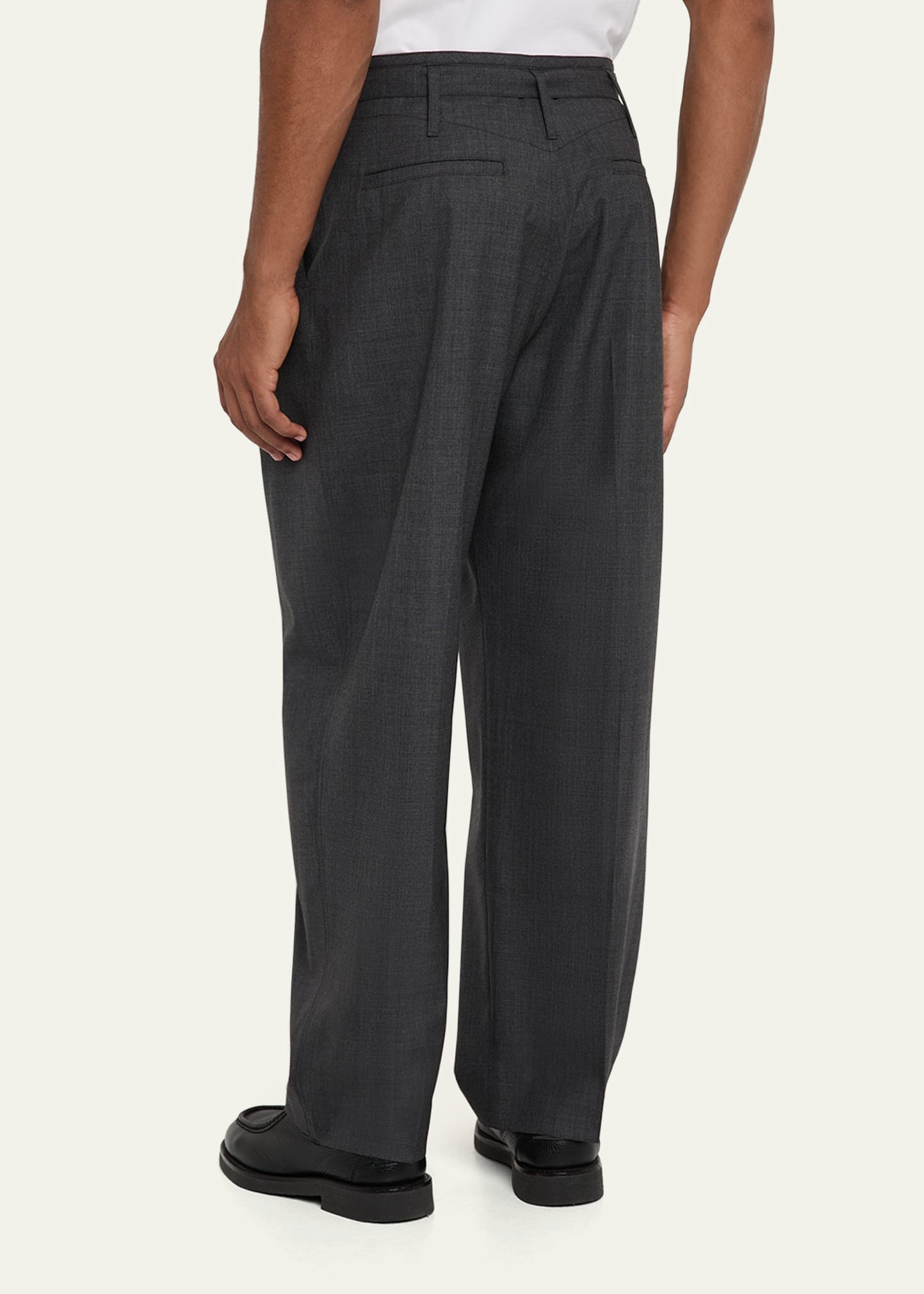 Men's Melange Belted Pleated Pants - 3