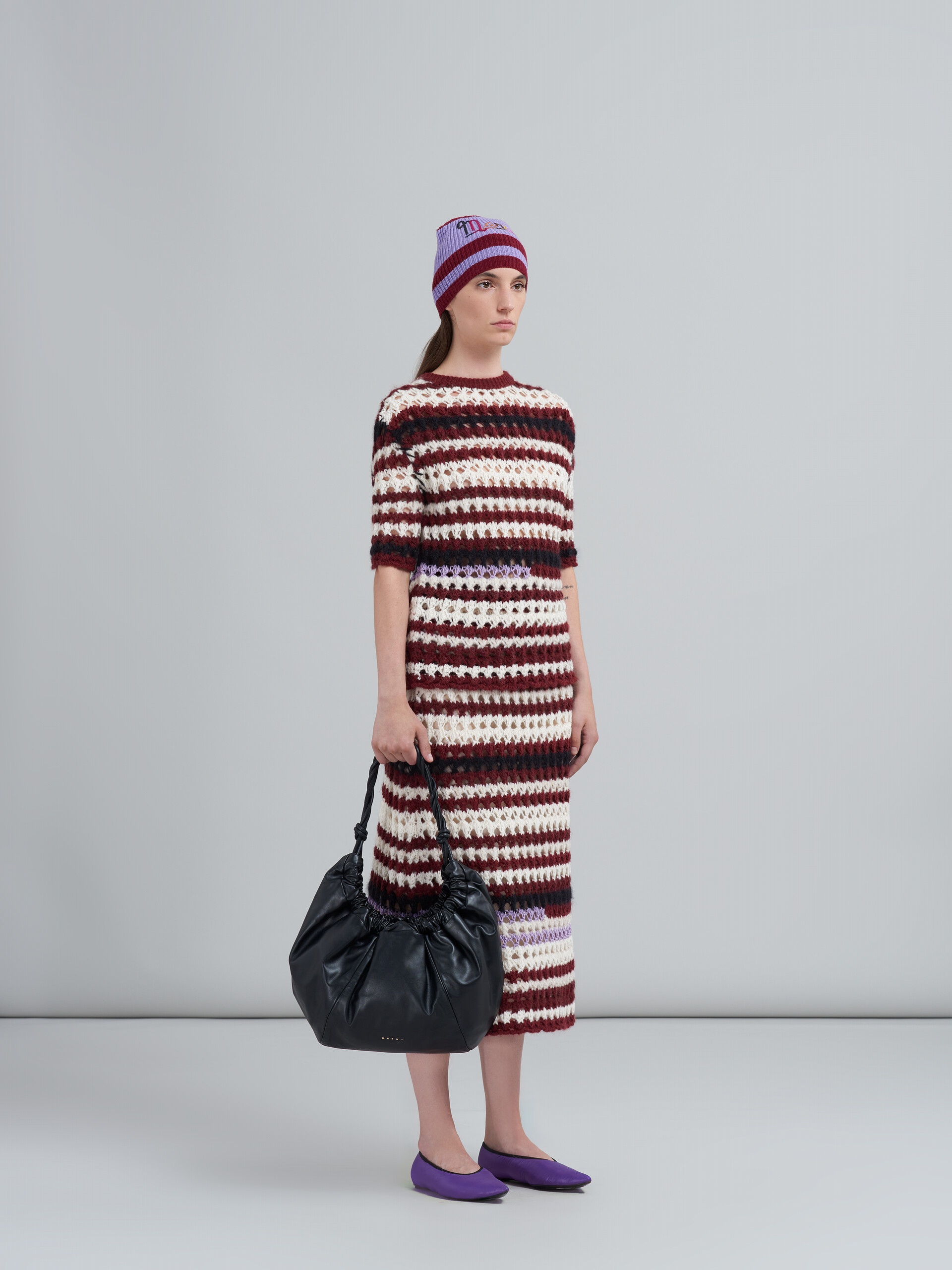 MULTI-COLOURED STRIPED 3D CROCHET INTARSIA SKIRT - 5