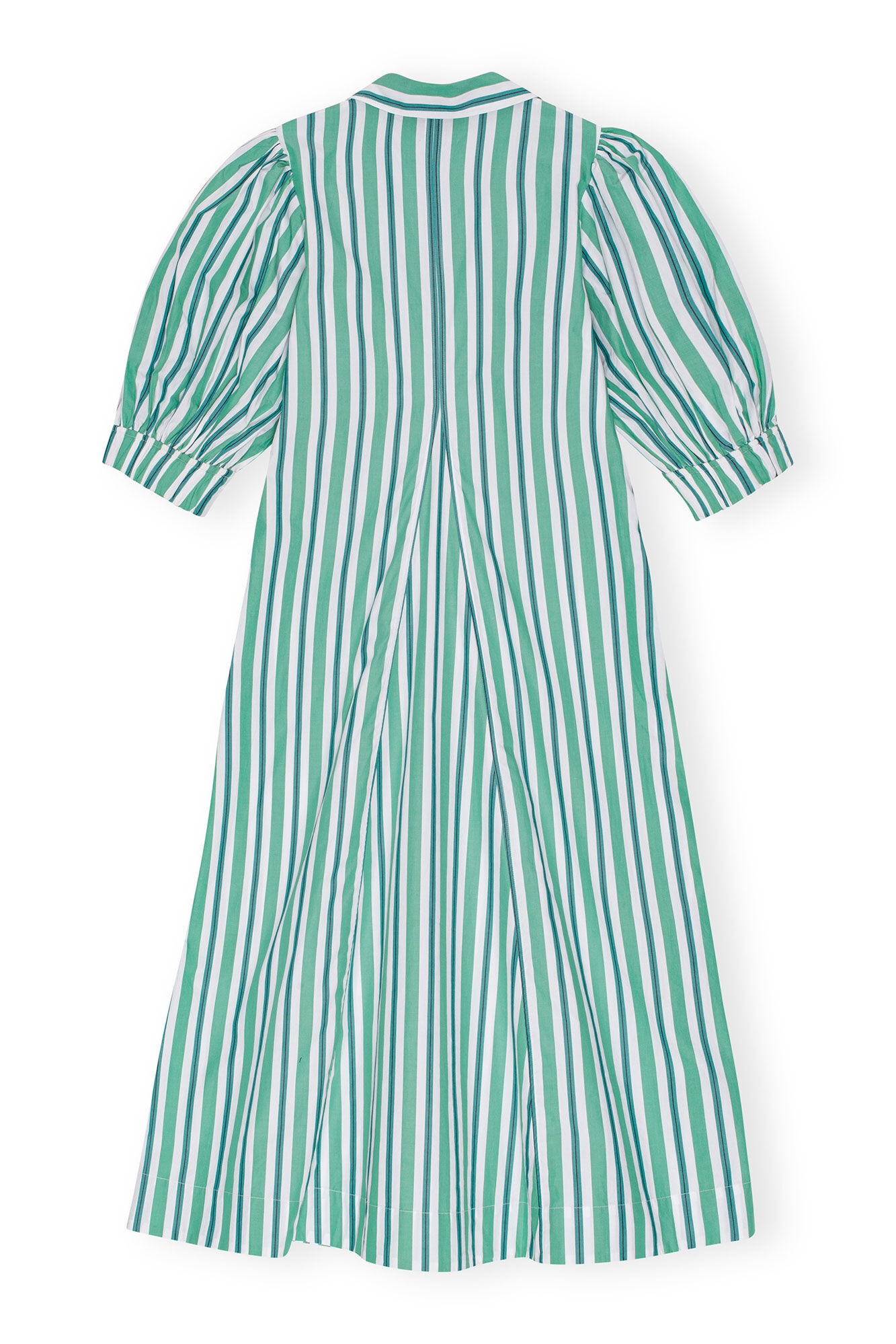 GREEN STRIPED COLLAR LONG DRESS - 2