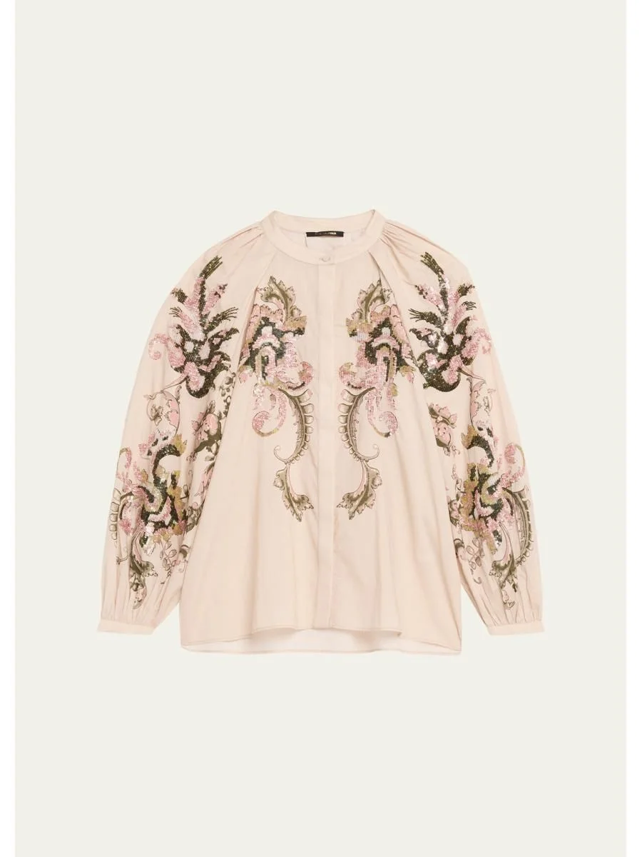 Heidi Sequin Floral-Print Blouse - 1