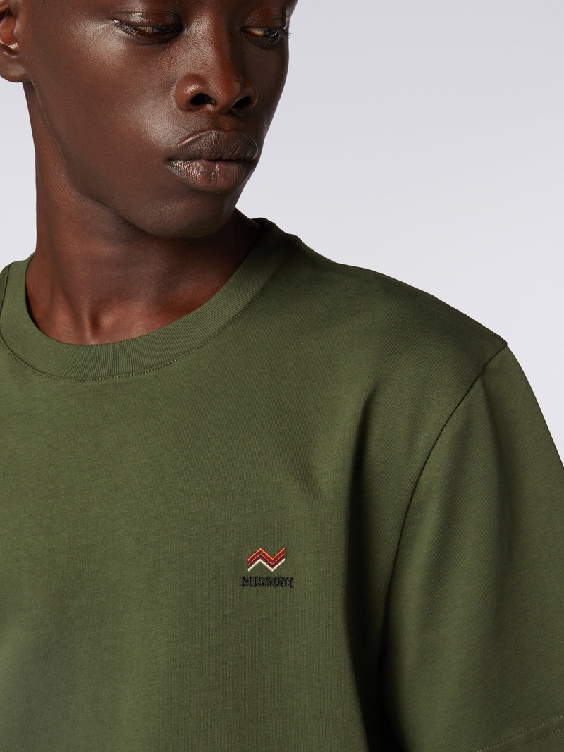 Crew Neck T-Shirt in Cotton with Embroidery and Logo 5