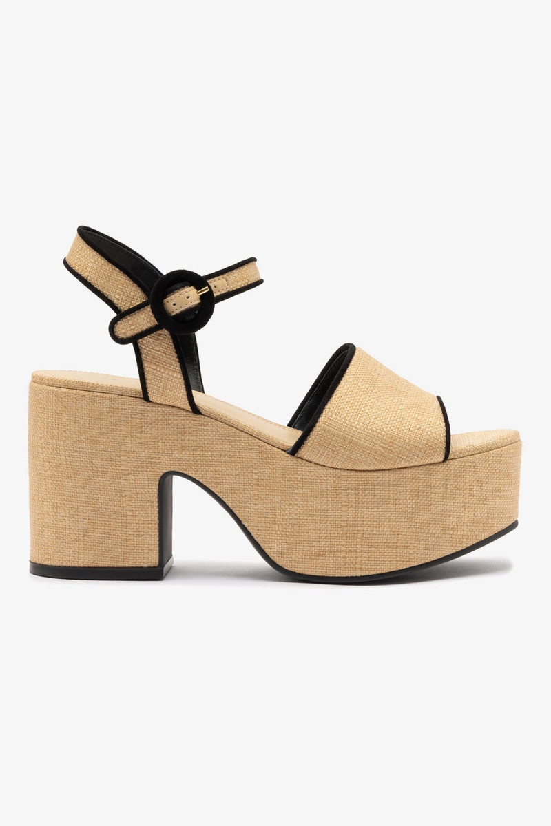 Miso Sandal In Beige Raffia and Black Trimming 1