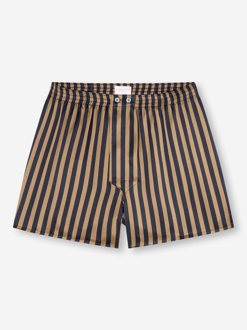 Men's Classic Fit Boxers Brindisi 107 Silk Satin Navy - 1
