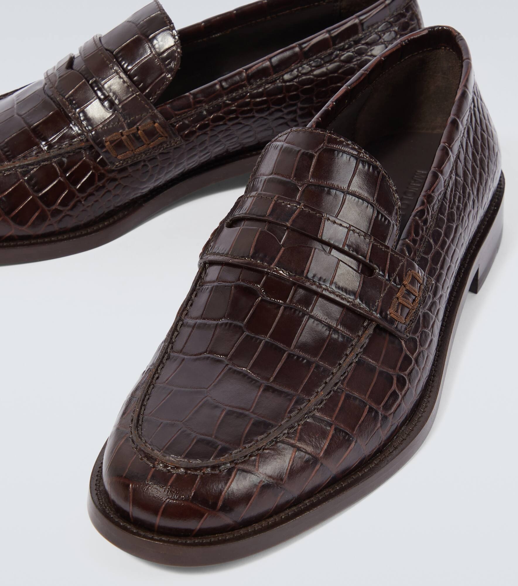 Perry croc-effect leather penny loafers - 3