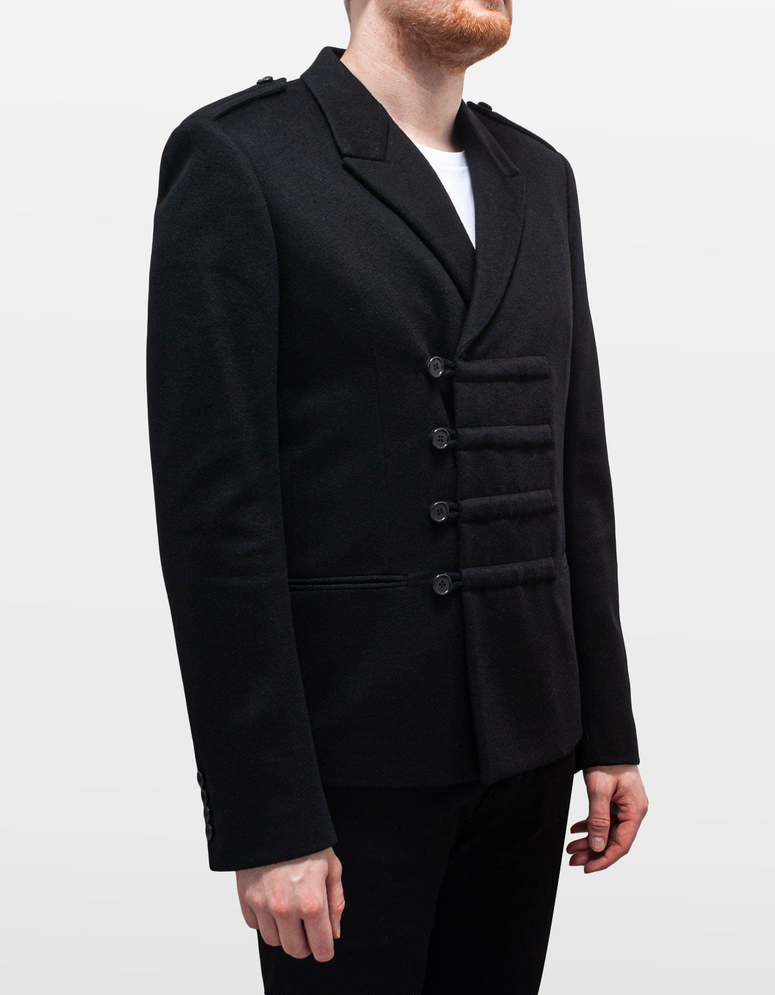 Saint Laurent Black Military Double-Breasted Wool Jacket - 2