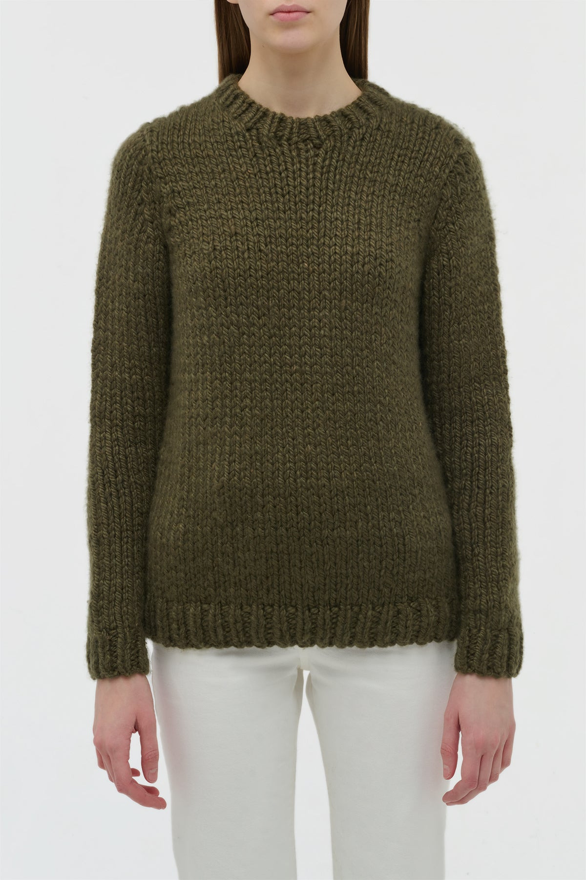 Poros Knit Sweater in Olive Cashmere - 2
