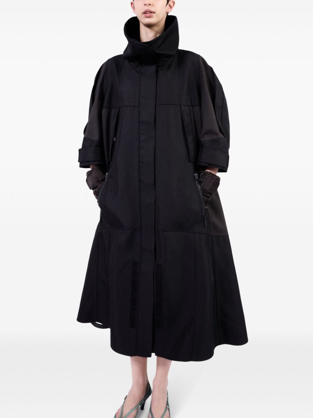single-breasted panelled coat - 4