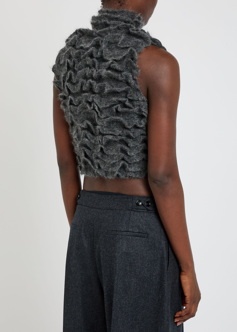 Alaïa Ruffled Mohair-blend Cropped top - 3