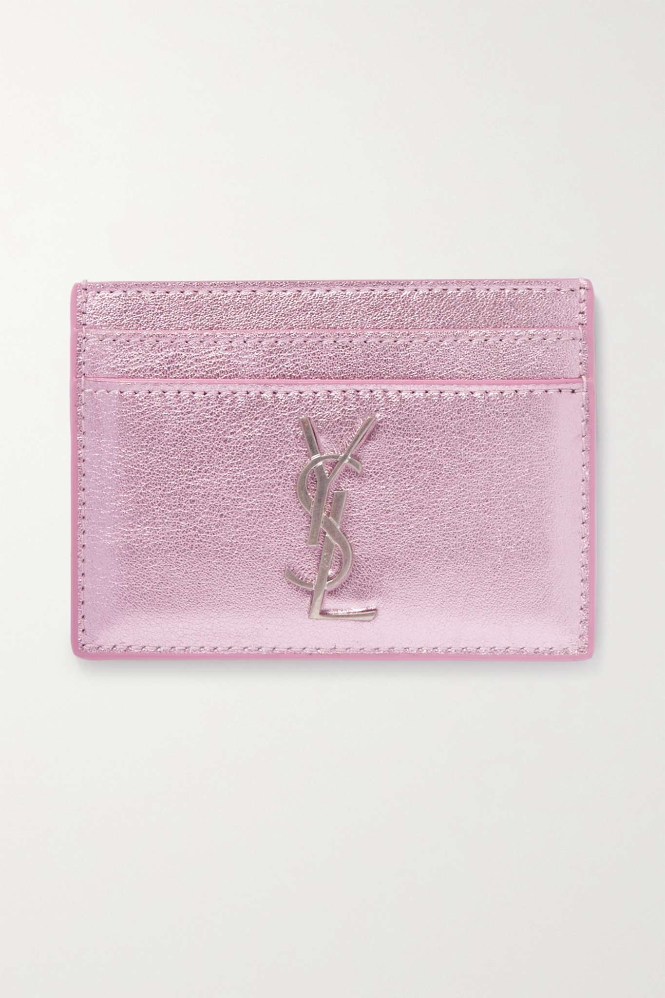 Monogramme metallic textured-leather cardholder - 1