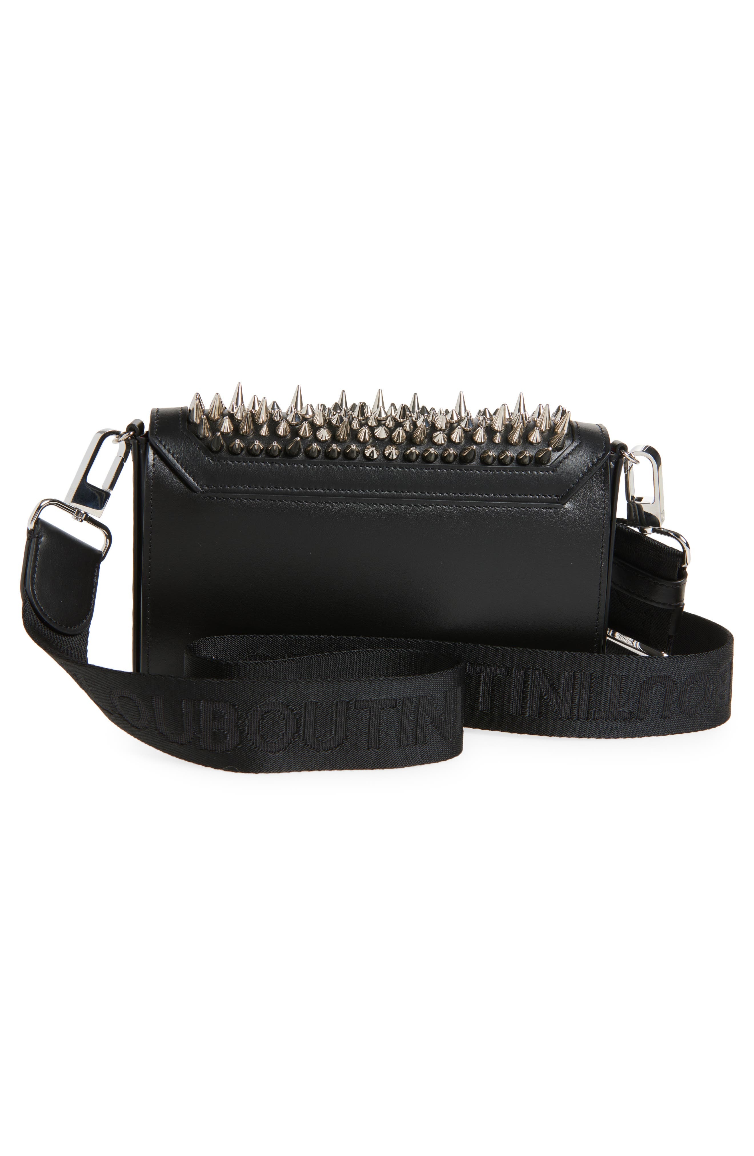 Christian Louboutin Funky Spike Leather Wallet on a Strap in Black/Silver at Nordstrom - 4